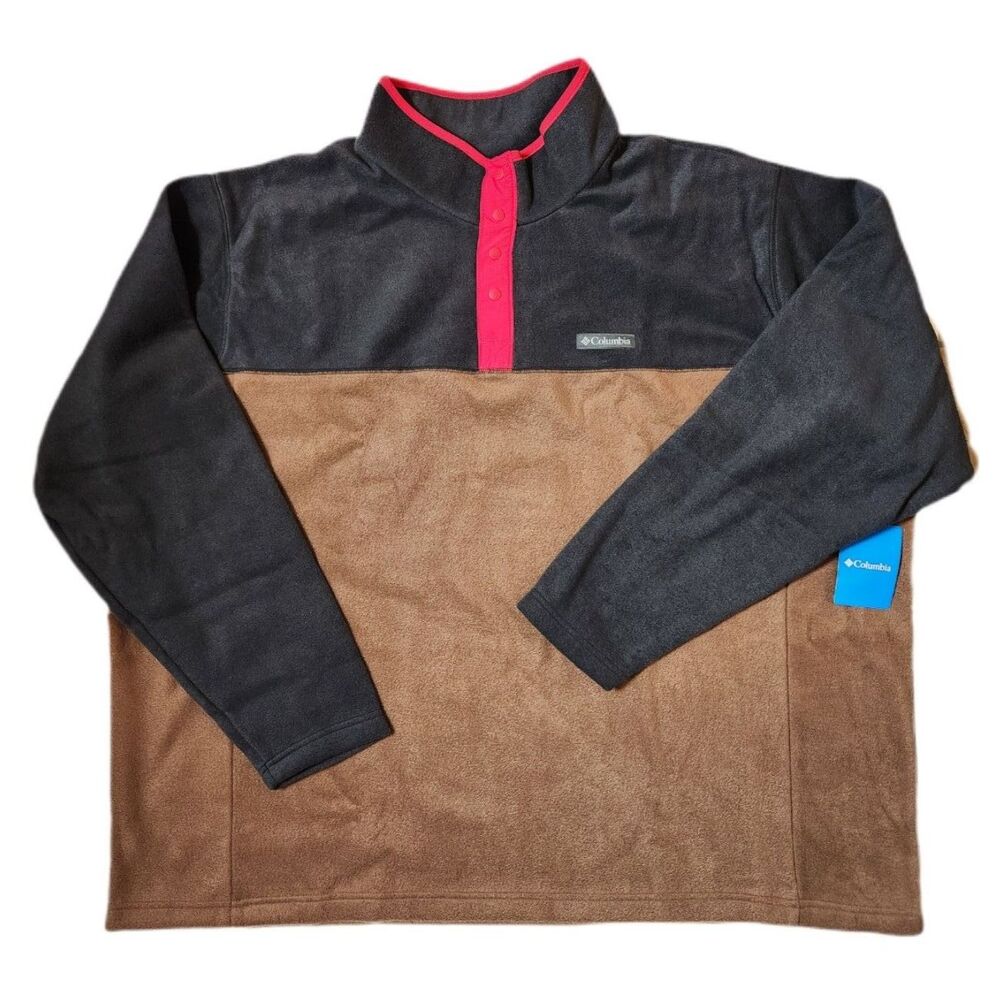 Columbia Steens Mountain Half‑Snap II Fleece Men’s 5X 5XL Brown Black Red